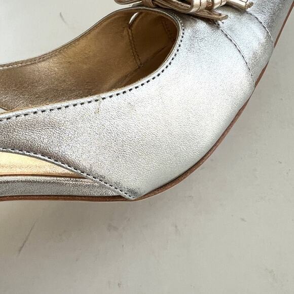 REFORMATION Noreen Slingback Pump Women’s SIZE 9 Gold Silver - Picture 11 of 13